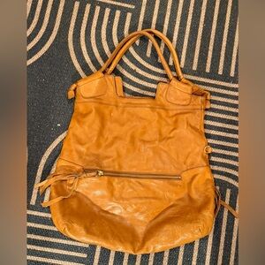 Foley & Corinna Mid-City Tan Leather Satchel Tote Bag